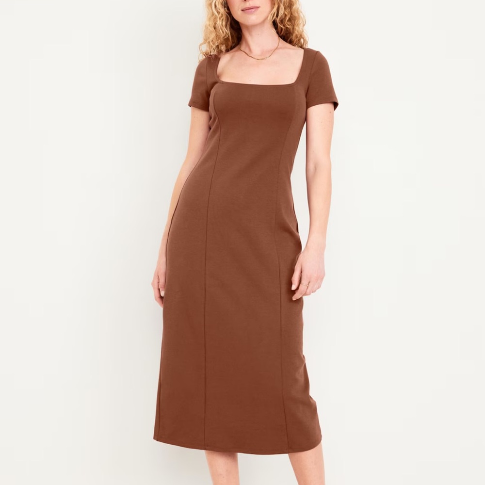 Brown slim midi dress. NWT.